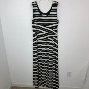 Calvin Klein Womens Maxi Sheath Dress Black & White Striped Size XL